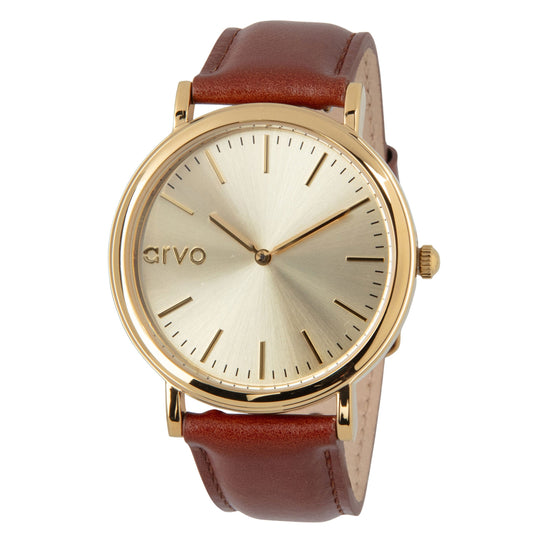 Arvo Gold Time Sawyer Watch - Brown Leather