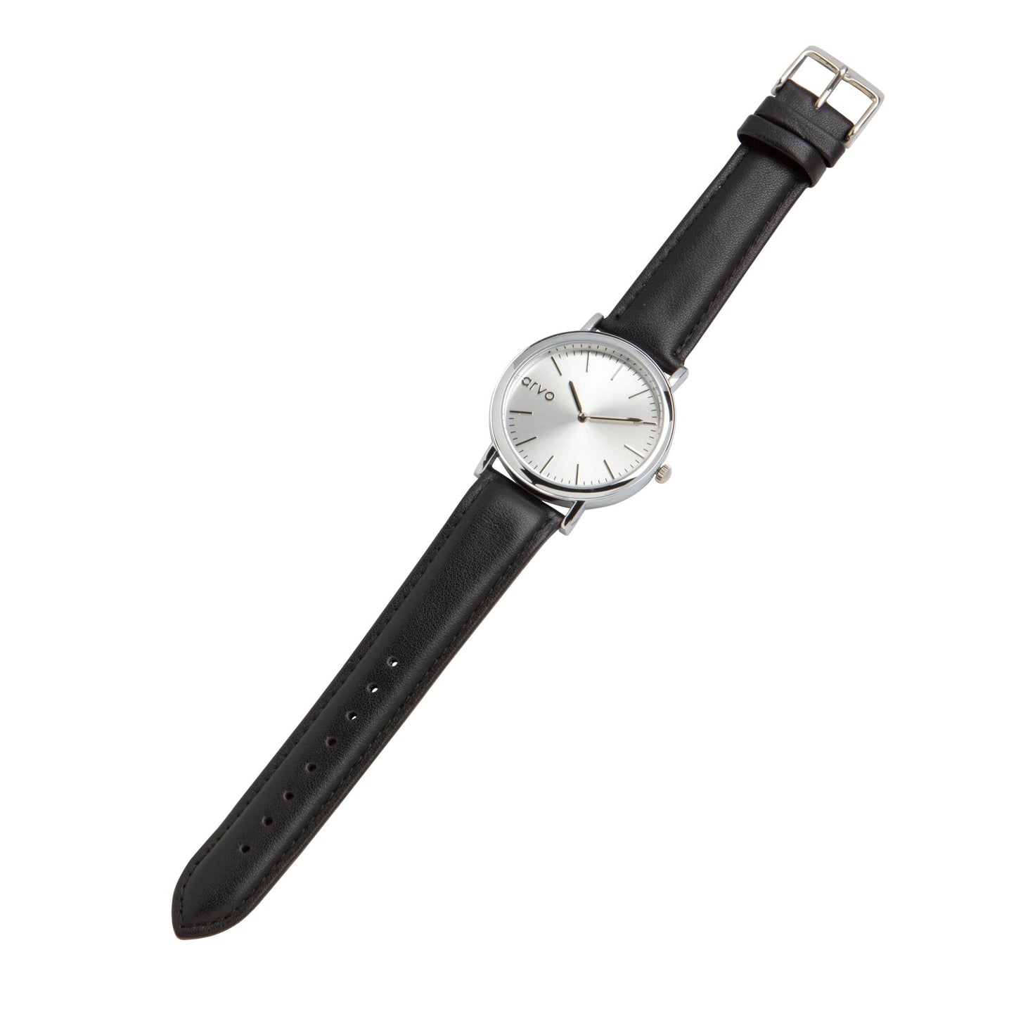 Arvo Silver Time Sawyer Watch - Black Leather