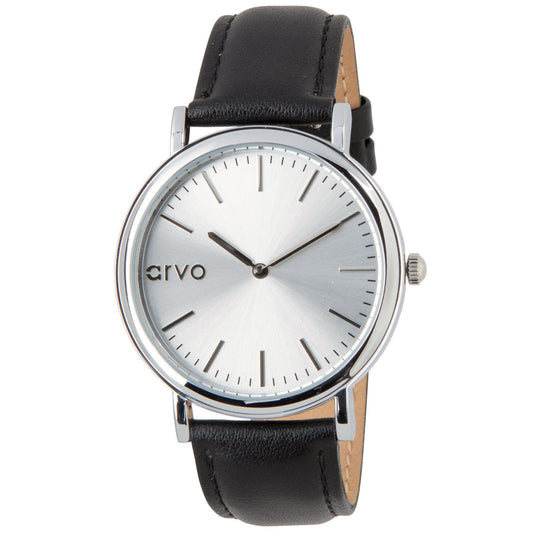 Arvo Silver Time Sawyer Watch - Black Leather