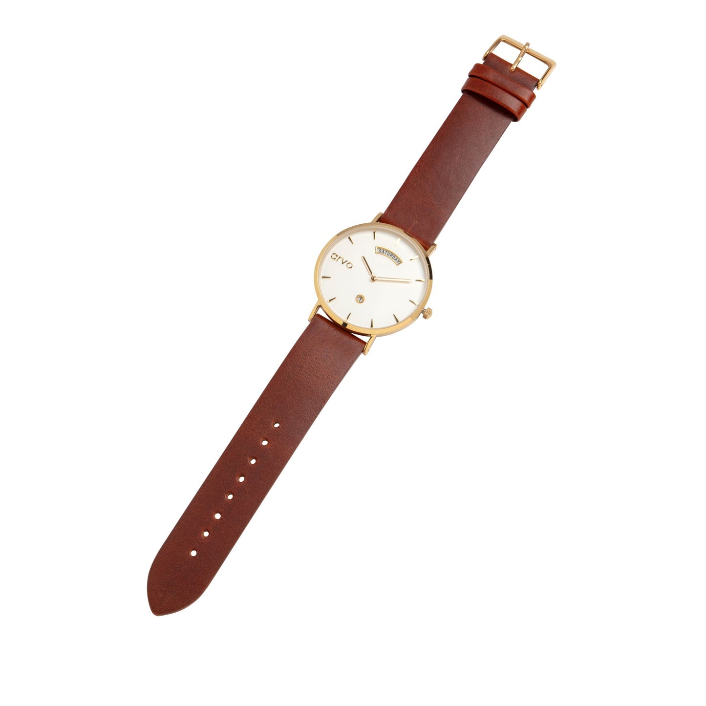 Arvo Awristacrat Watch-Gold-Saddle Leather Band