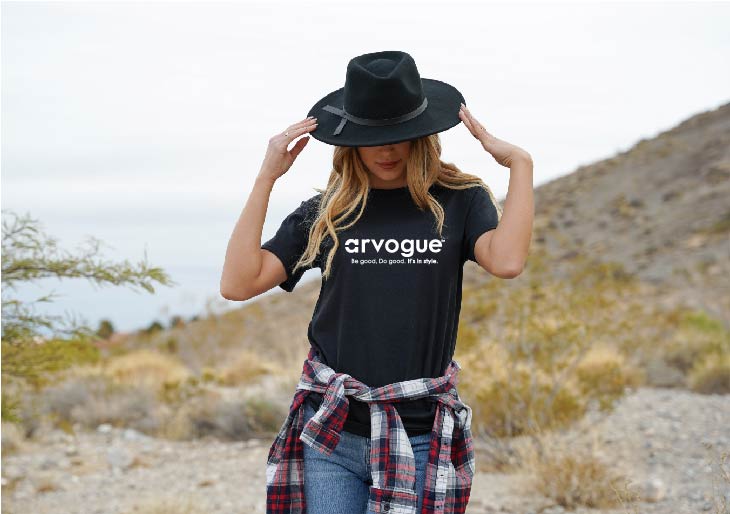 Woman wearing a black Arvogue Ultra Soft Women's T Shirt