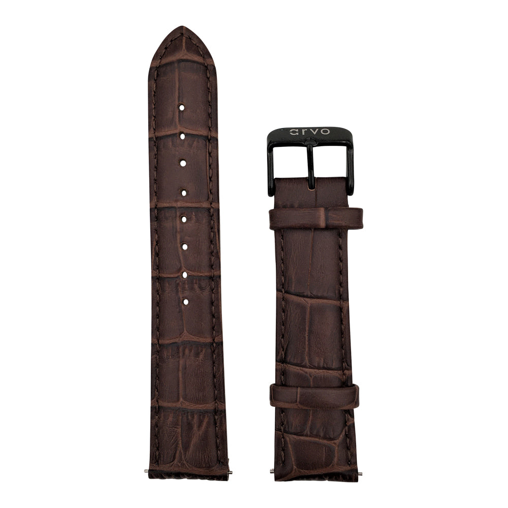 Arvo Alligator Print Leather Watch Band with Black Buckle