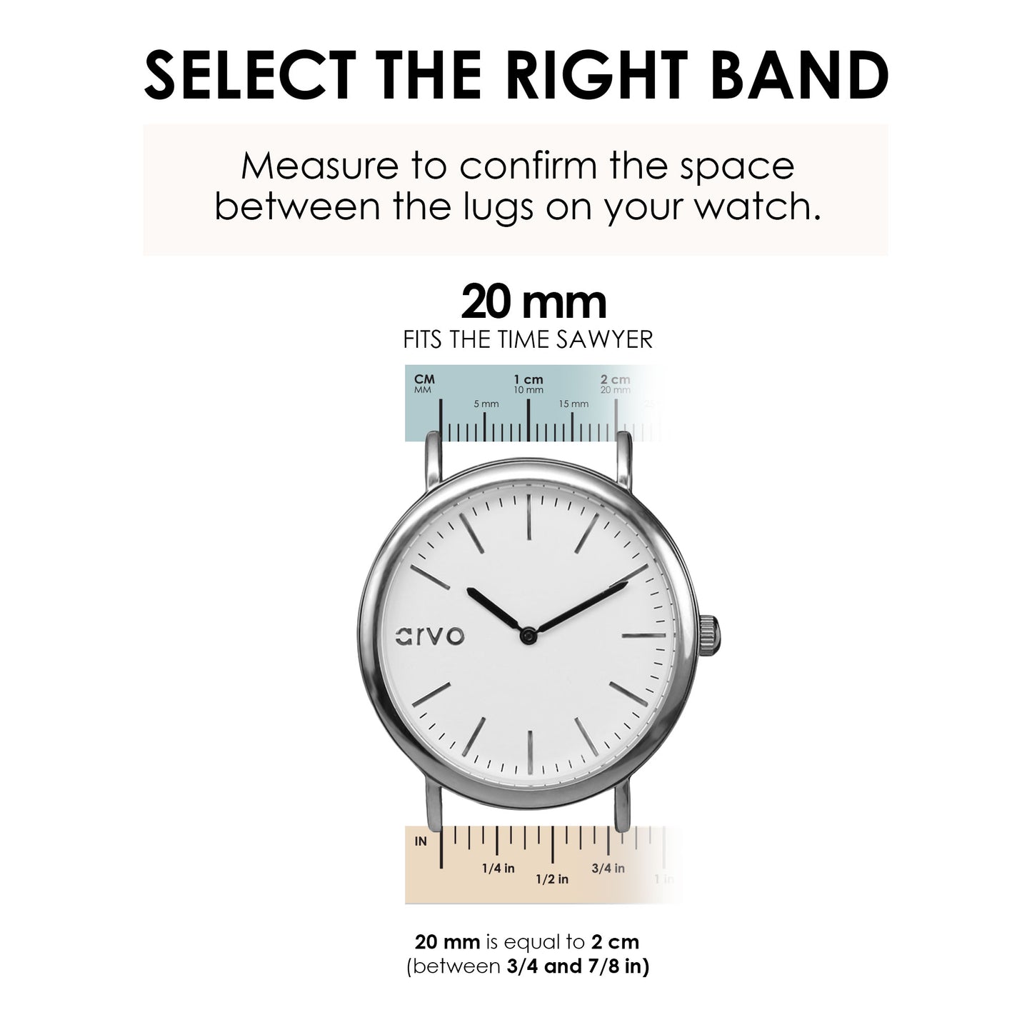 Time Sawyer watch band sizing chart