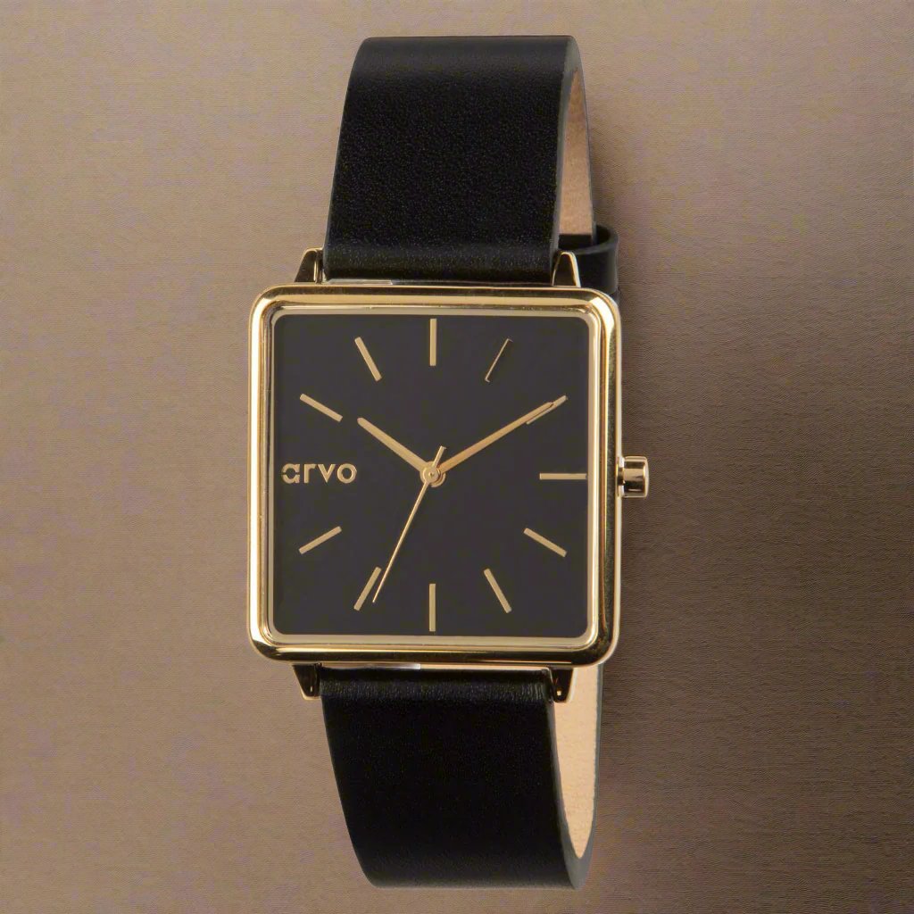 Black Time Squared Square Watches for Women