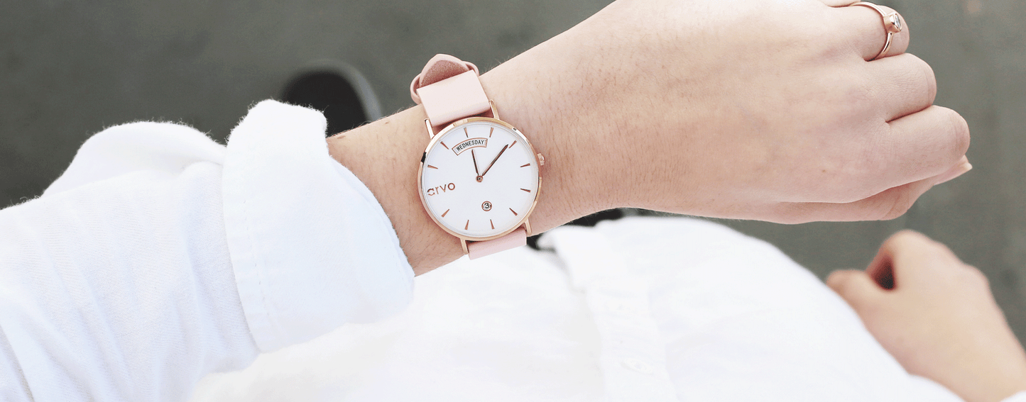 Arvo Awristacrat Watch - Rose - Blush Leather