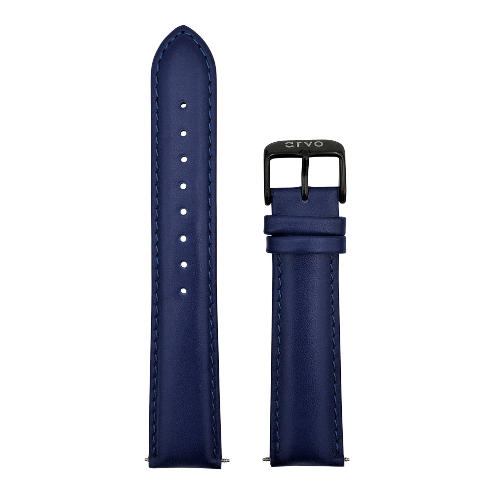 Arvo Blue Stitched Leather band or strap with black buckle