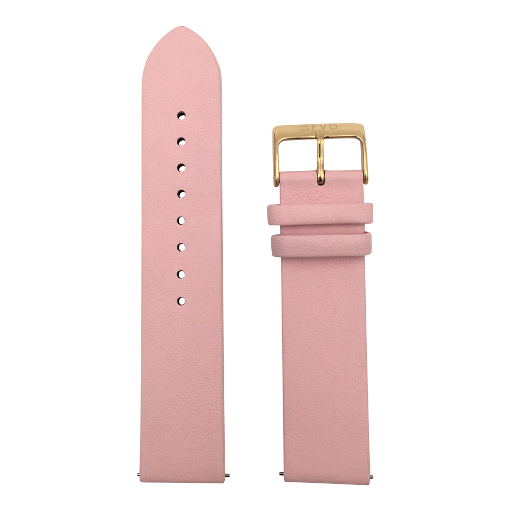 Arvo Blush Genuine Leather watch band strap with gold buckle