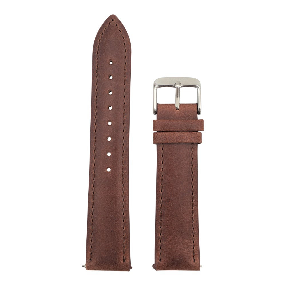 Arvo Brown Stitched Leather band or strap with silver buckle