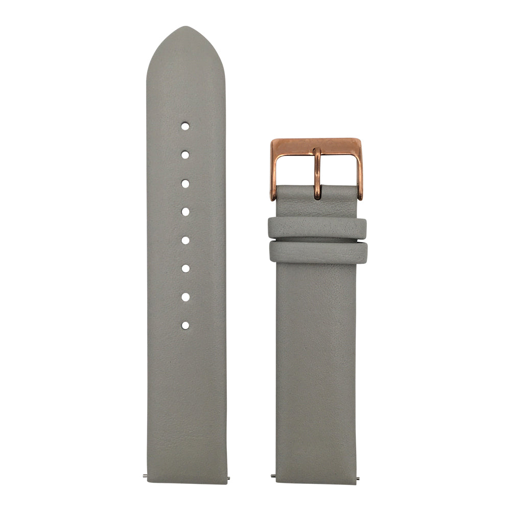 Arvo Gray Genuine Leather Watch Band with Rose Gold buckle