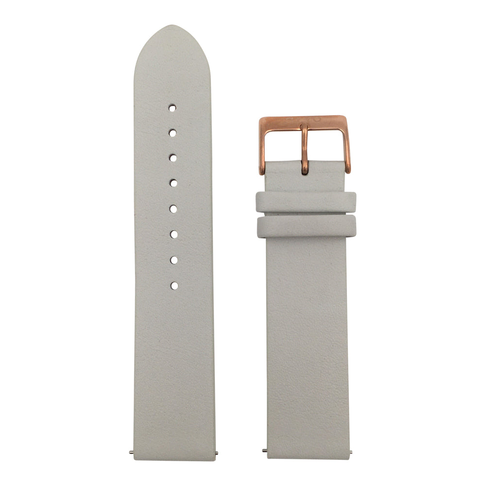 Arvo Light Gray Genuine Leather Watch Band with rose gold buckle