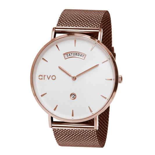 Arvo Awristacrat with Rose Gold Mesh watch band