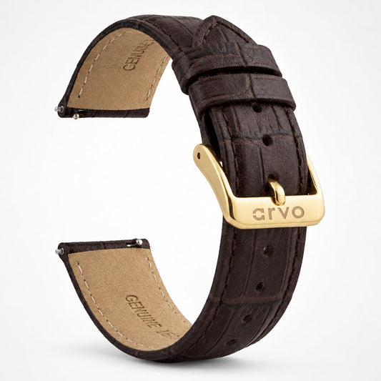 Arvo Watch Band Alligator Print Stitched Leather