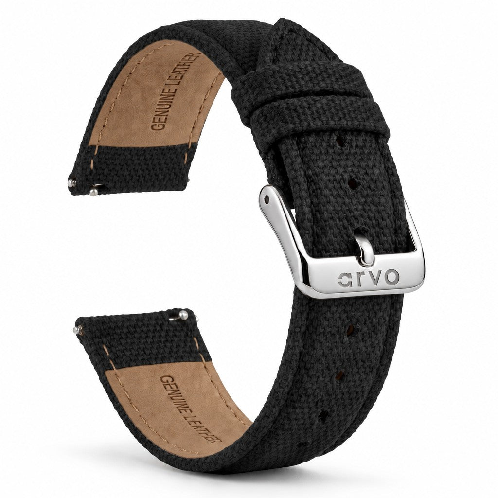 Arvo Black Canvas Watchband
