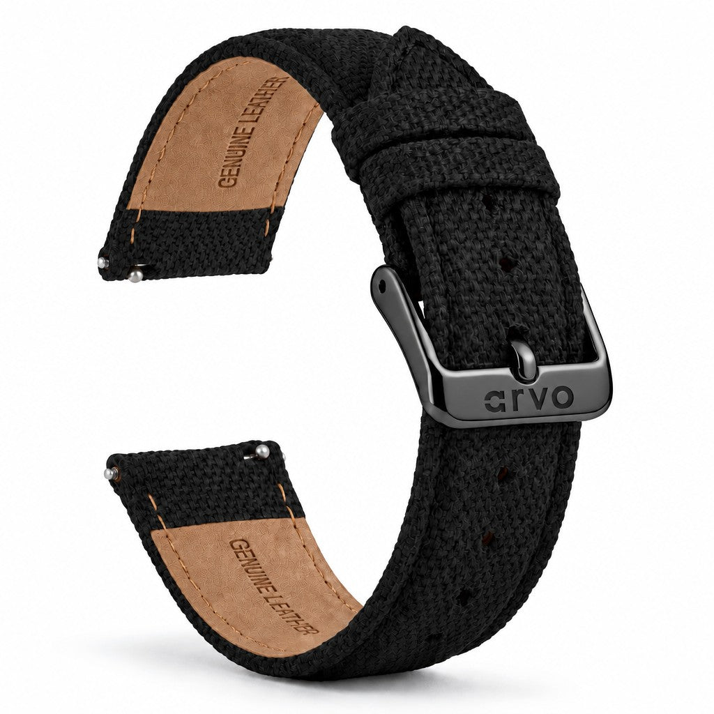 Arvo Black Canvas Watchband
