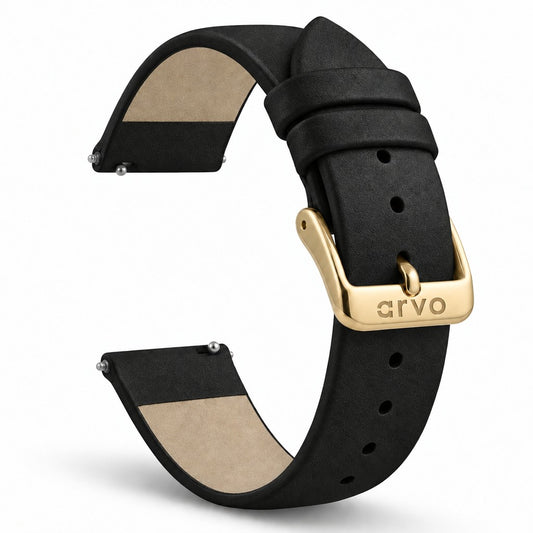 Arvo Black Genuine Leather Watch Band