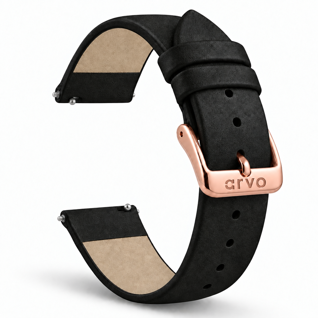Arvo Black Genuine Leather Watch Band