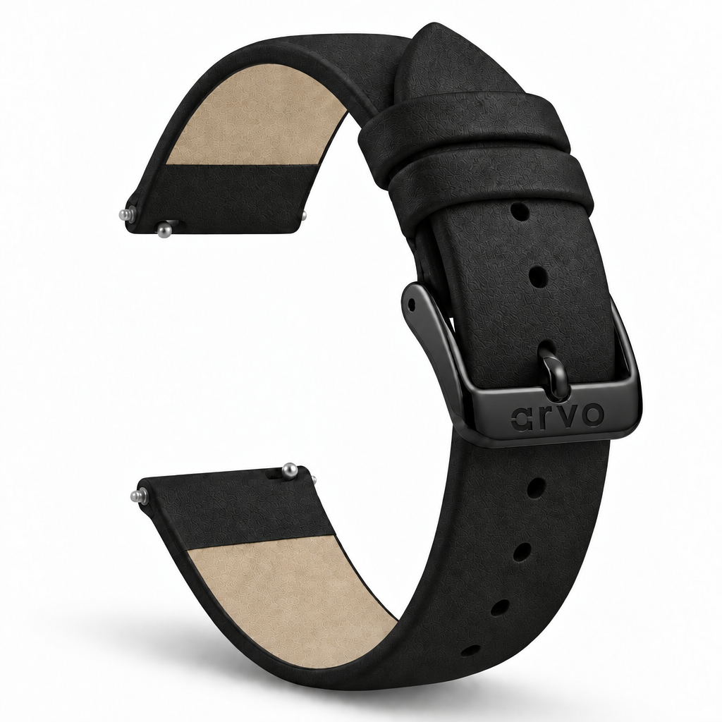 Arvo Black Genuine Leather Watch Band