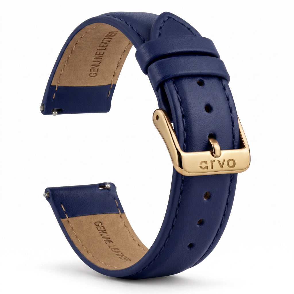 Arvo Blue Stitched Leather Watch Band 20mm