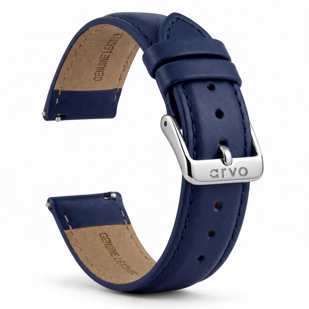 Arvo Blue Stitched Leather Watch Band 20mm