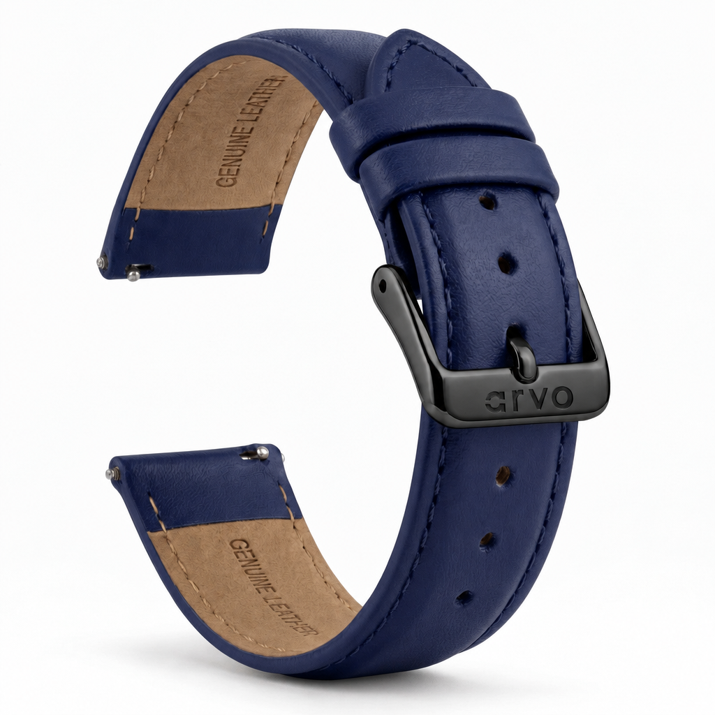 Arvo Blue Stitched Leather Watch Band 20mm