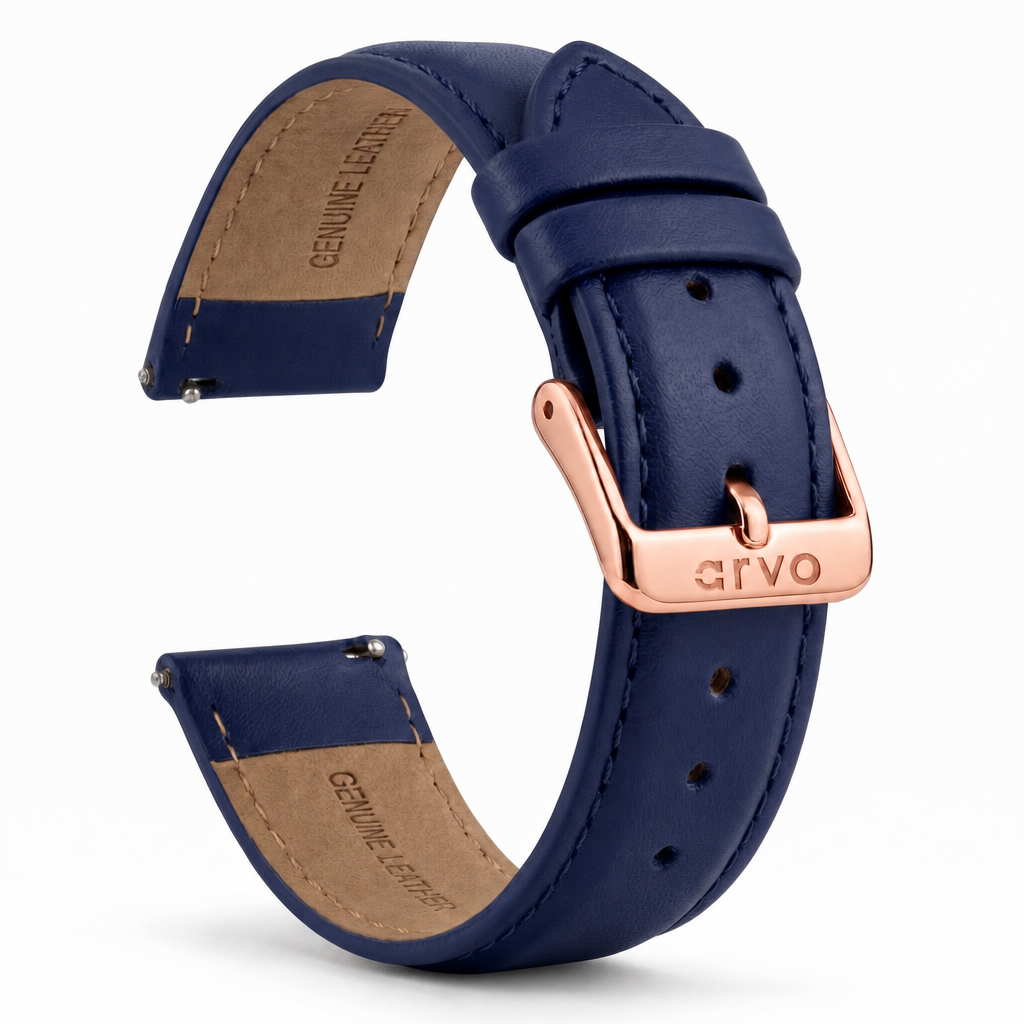 Arvo Blue Stitched Leather Watch Band 20mm