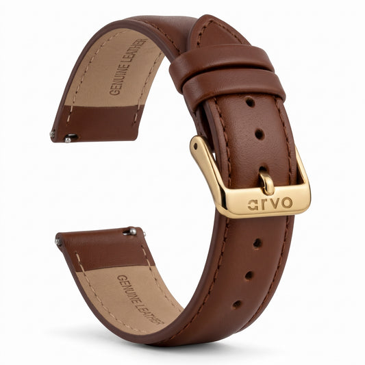 Arvo Chocolate Stitched Leather Watch Band 20mm