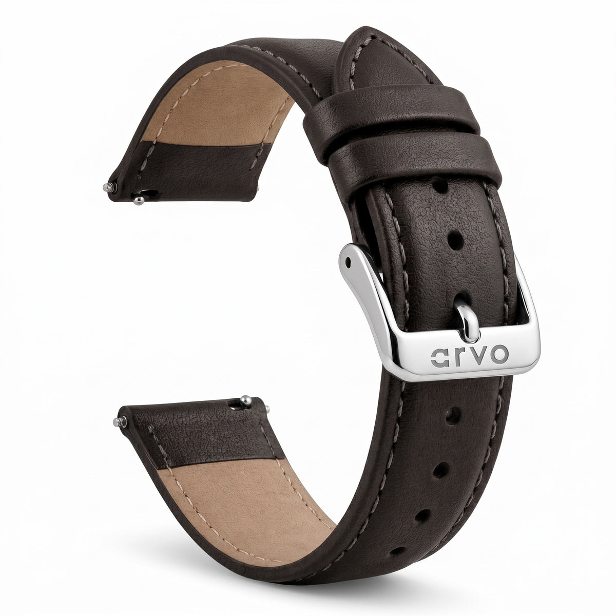 Arvo Charcoal Stitched Leather Watch Band 20mm