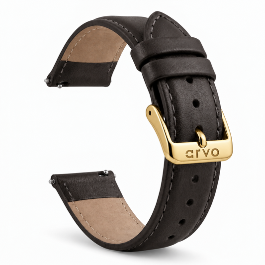 Arvo Charcoal Stitched Leather Watch Band 20mm