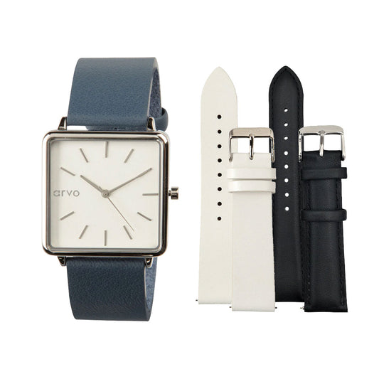Arvo Time Squared Watch Silver Gift Set