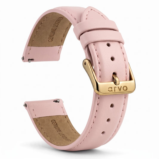 Arvo Pink Stitched Genuine Leather Watch Band 20mm