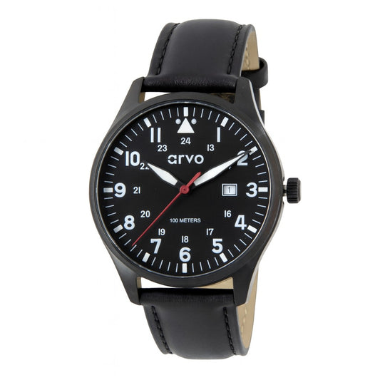 Arvo Rove Field Watch Sky Black - Matte Black Stainless Steel Case with Luminous Dial