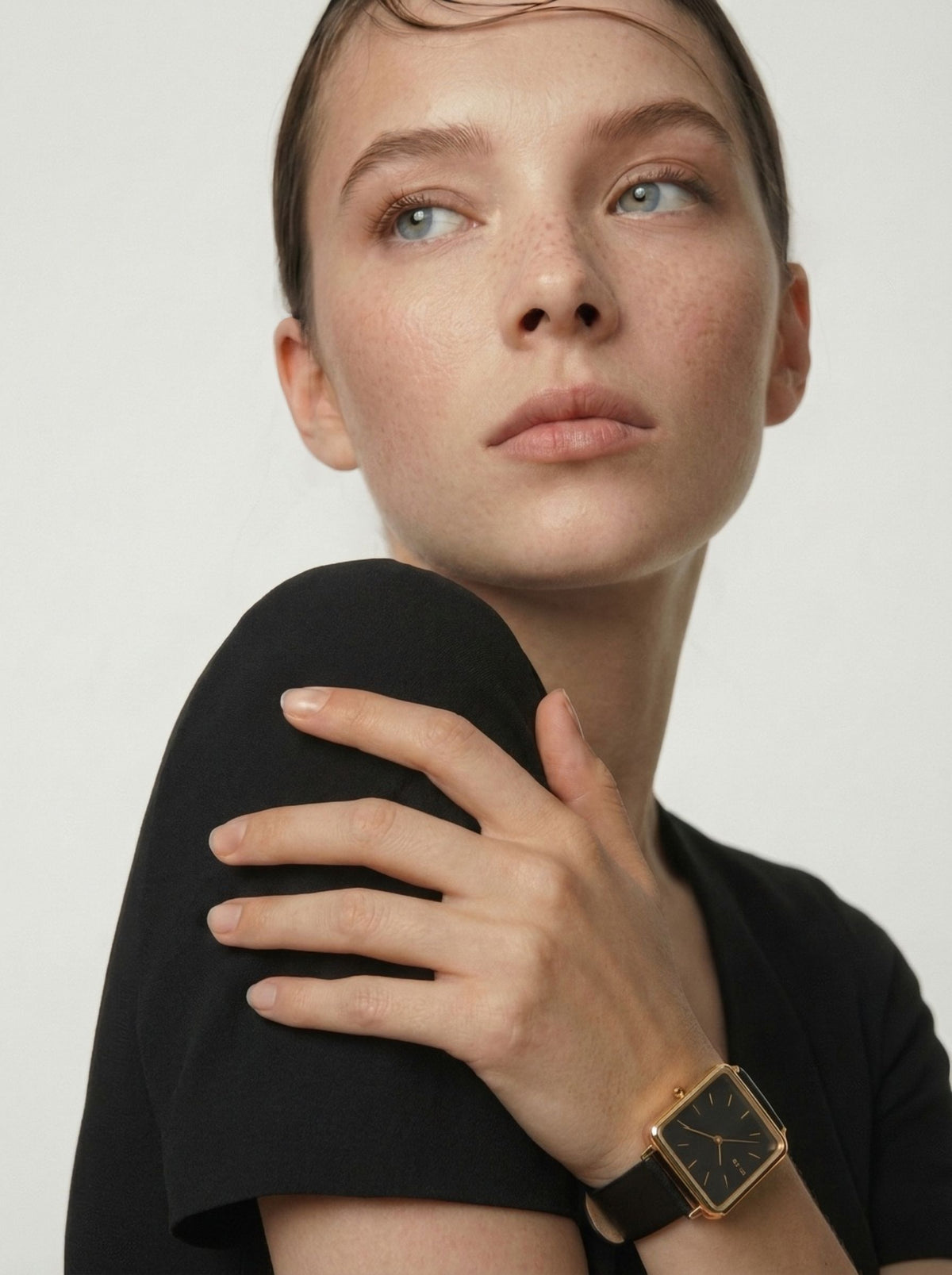 Arvo Time Squared Watch - Black Dial, Black Leather