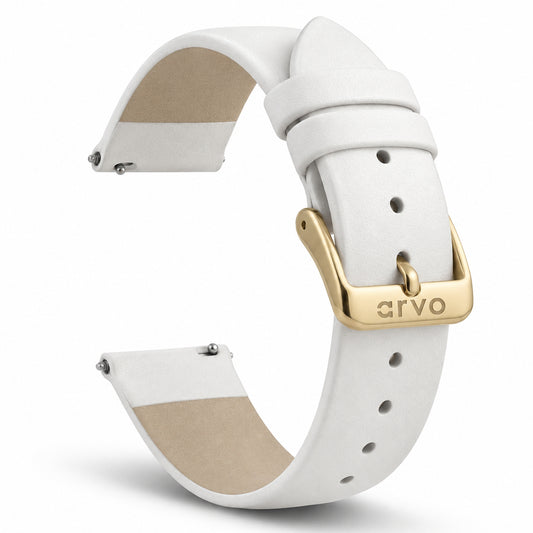 Arvo White Leather Watch Band