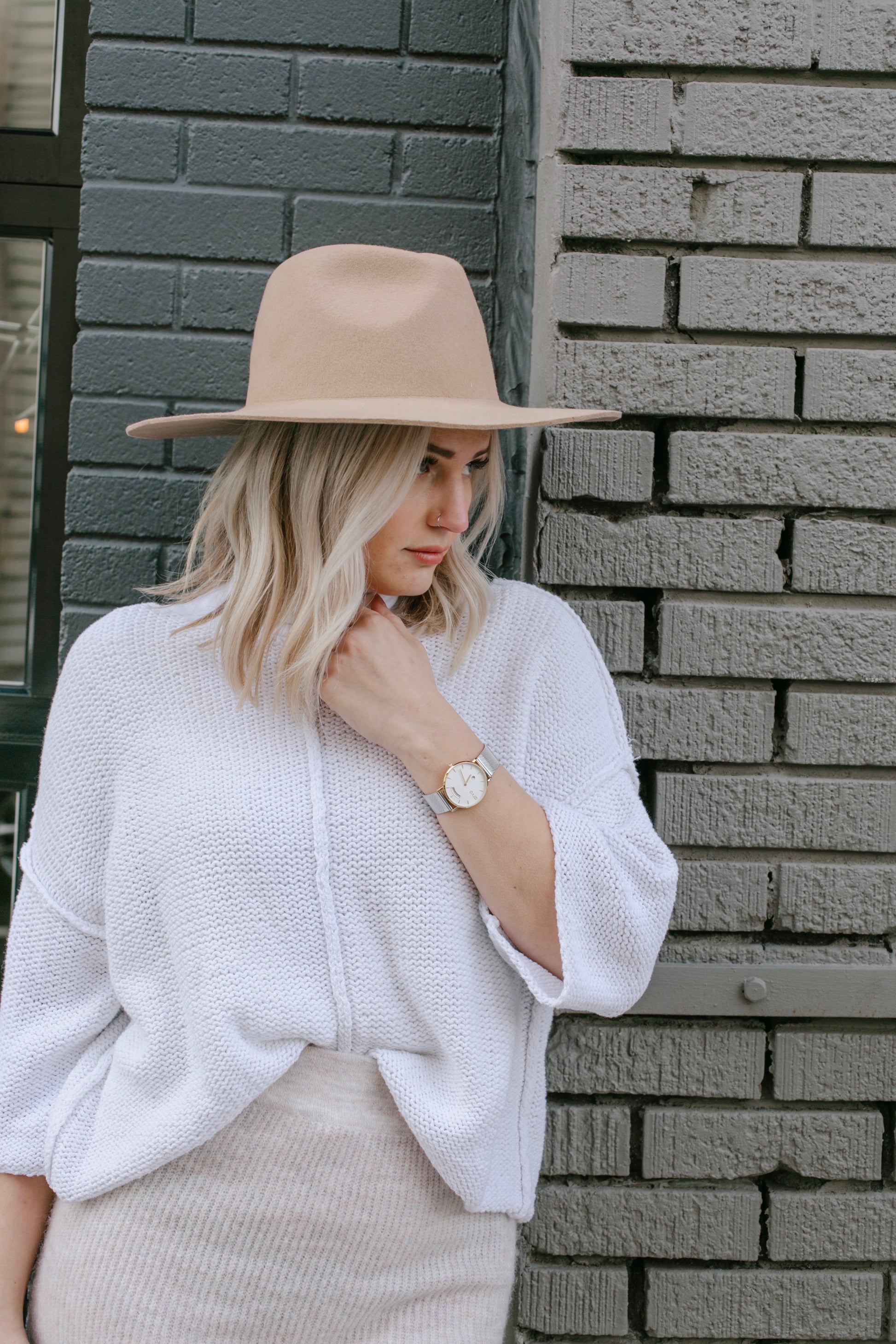 woman wearing an Arvo Gleam two-tone watch for men and women