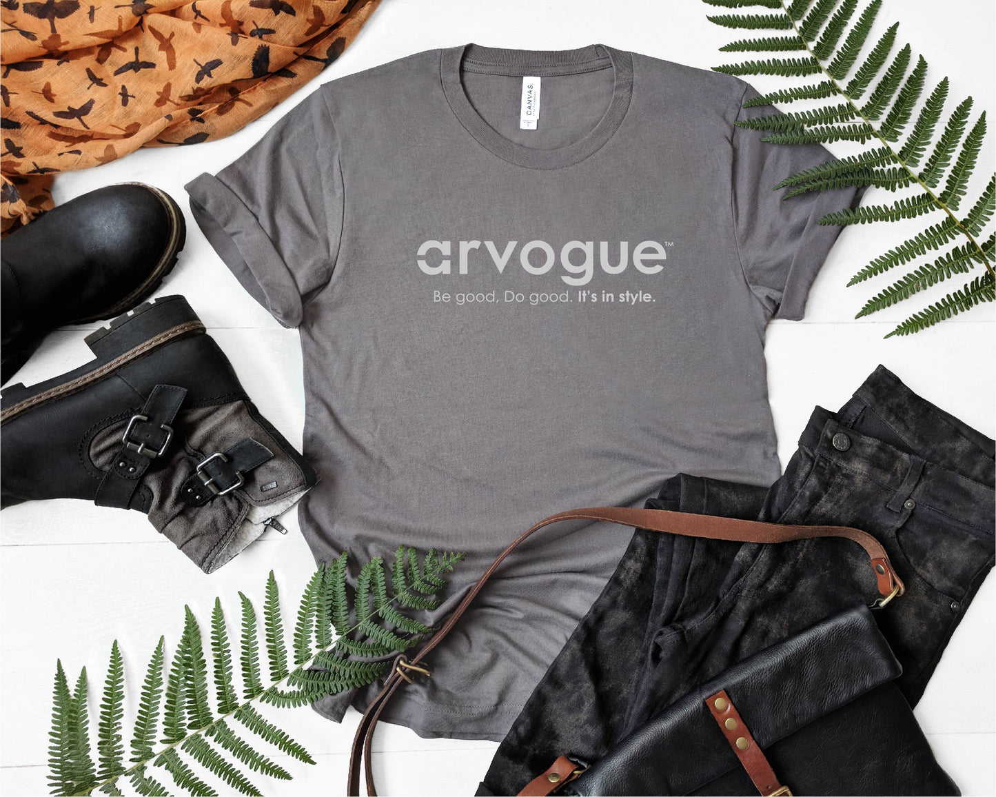 collection of clothing including a gray  Arvogue Women's T Shirt