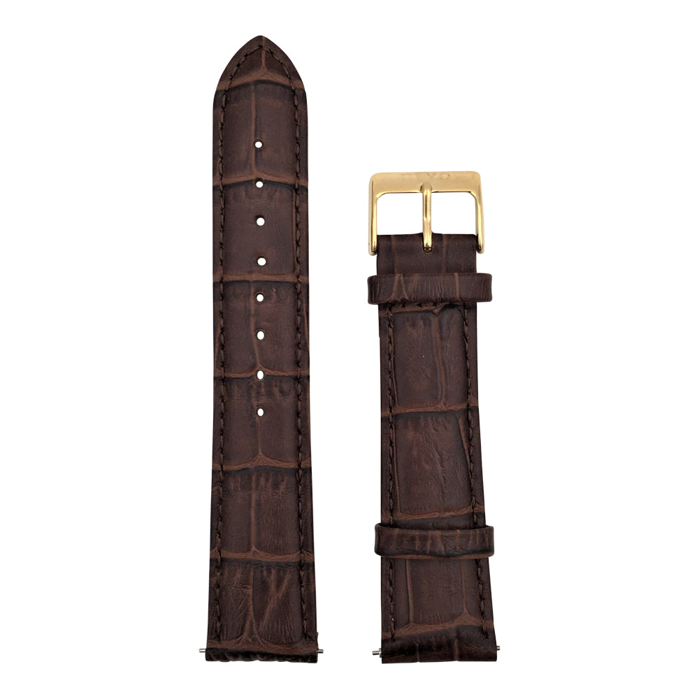 Arvo Alligator Print Leather Watch Band with Gold Buckle