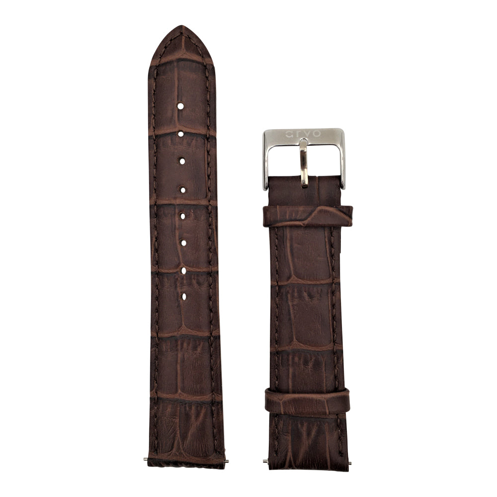 Arvo Alligator Print Leather Watch Band with Silver Buckle