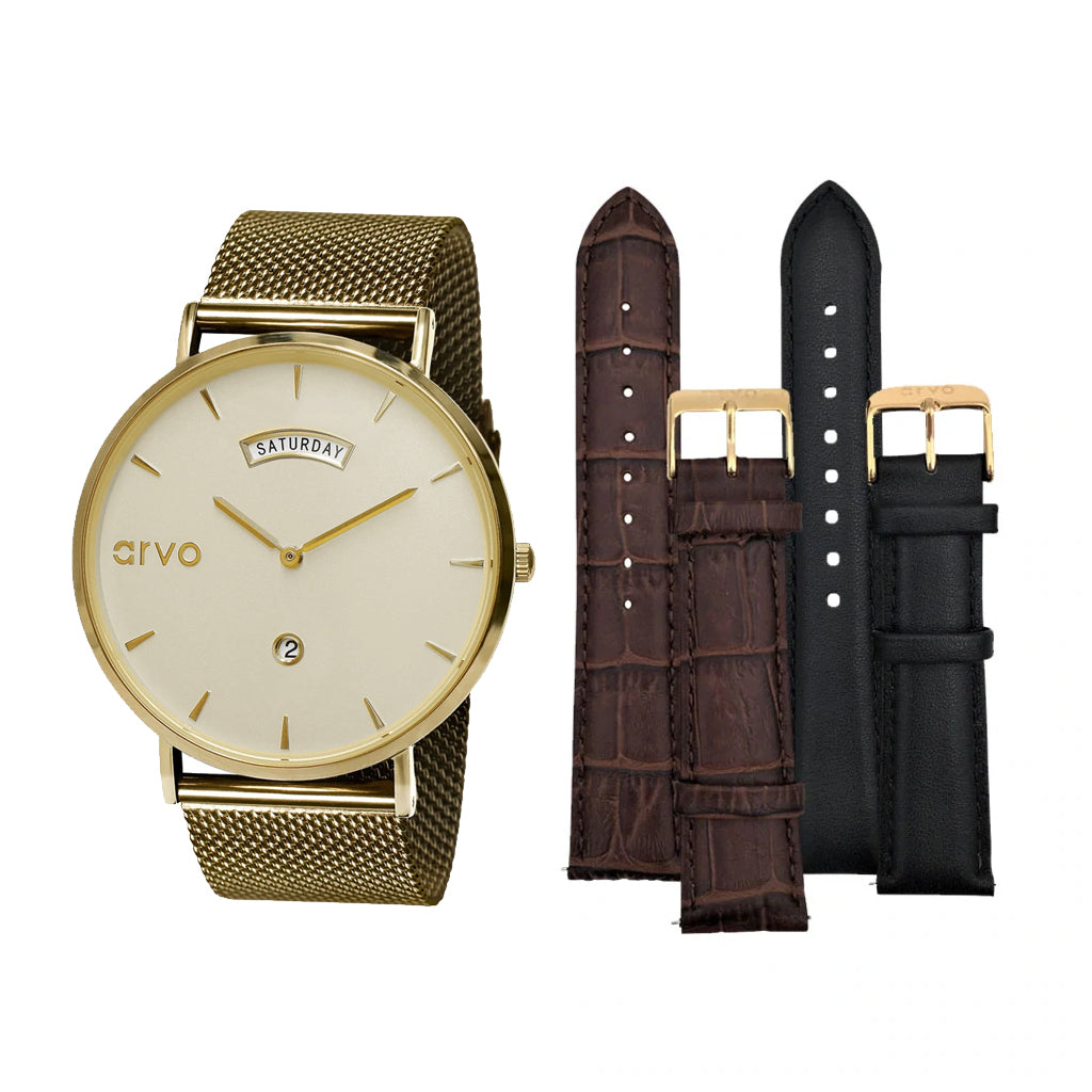 Arvo Gold Awristacrat Watch Gift Set for him