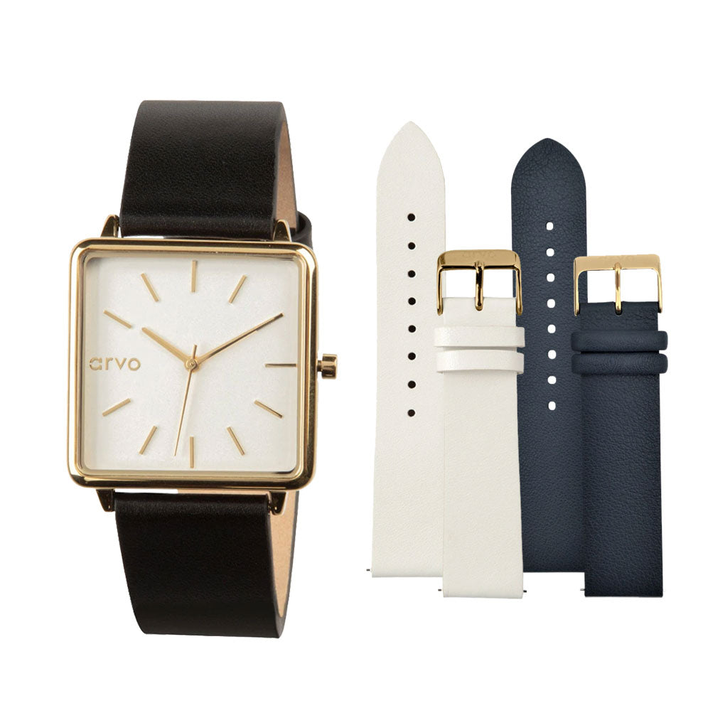 Time Squared Watch Gold Gift Set for women