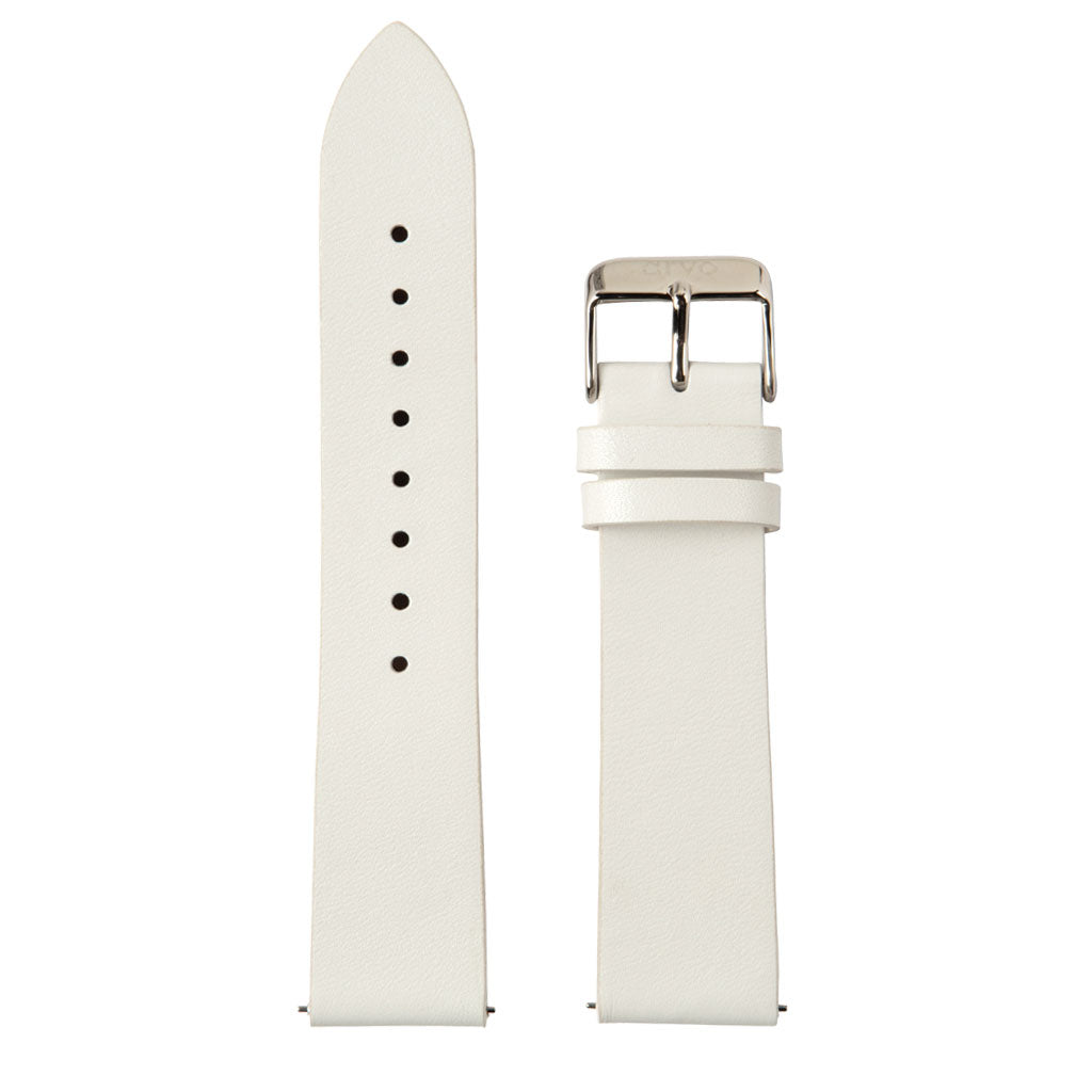 Arvo White Genuine Leather Band with Silver Buckle