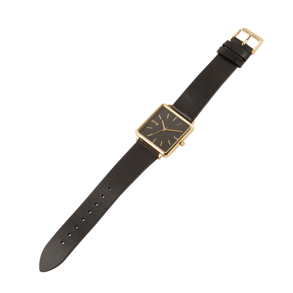 flat view of black time Square Watches for Women