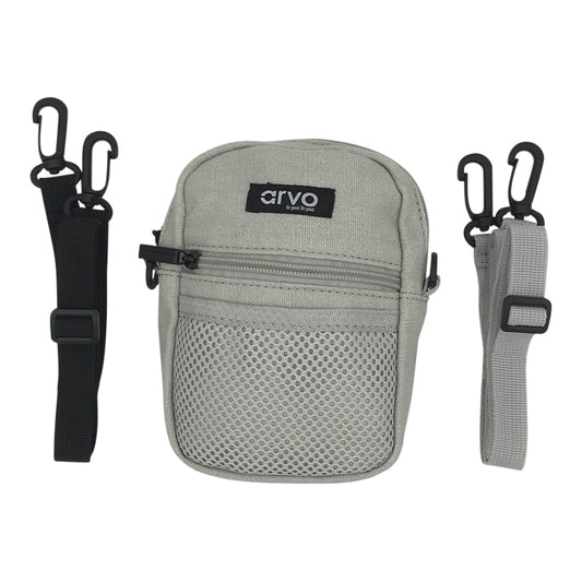 front of Arvo Fanny crossbody bags for women in a gray color named Haze