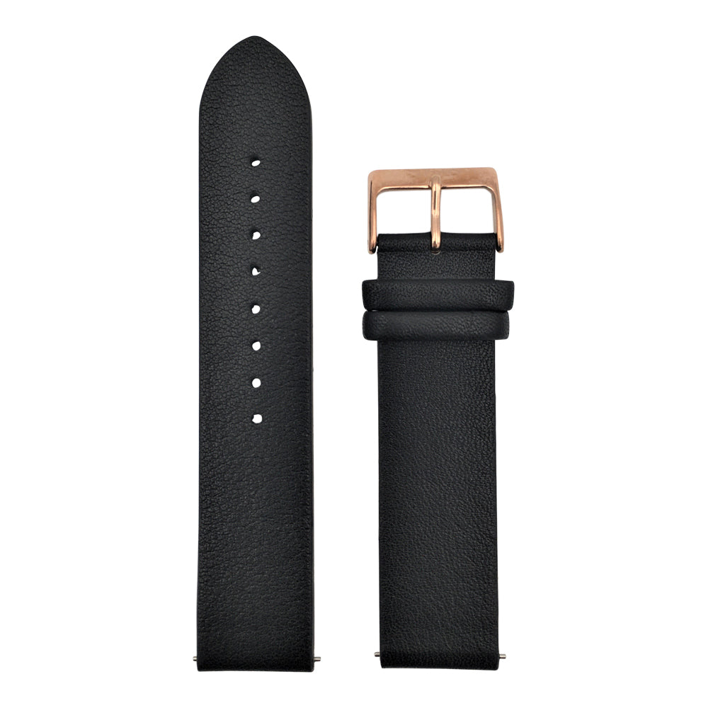 Arvo black leather watch bands straps rose gold buckle