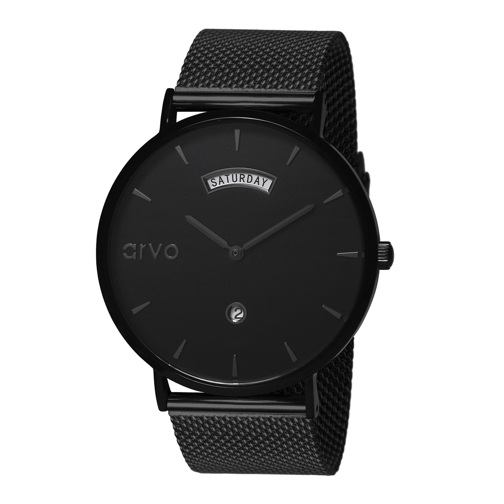 Arvo Black Awristacrat Watch - Black Band 36mm / Black Leather