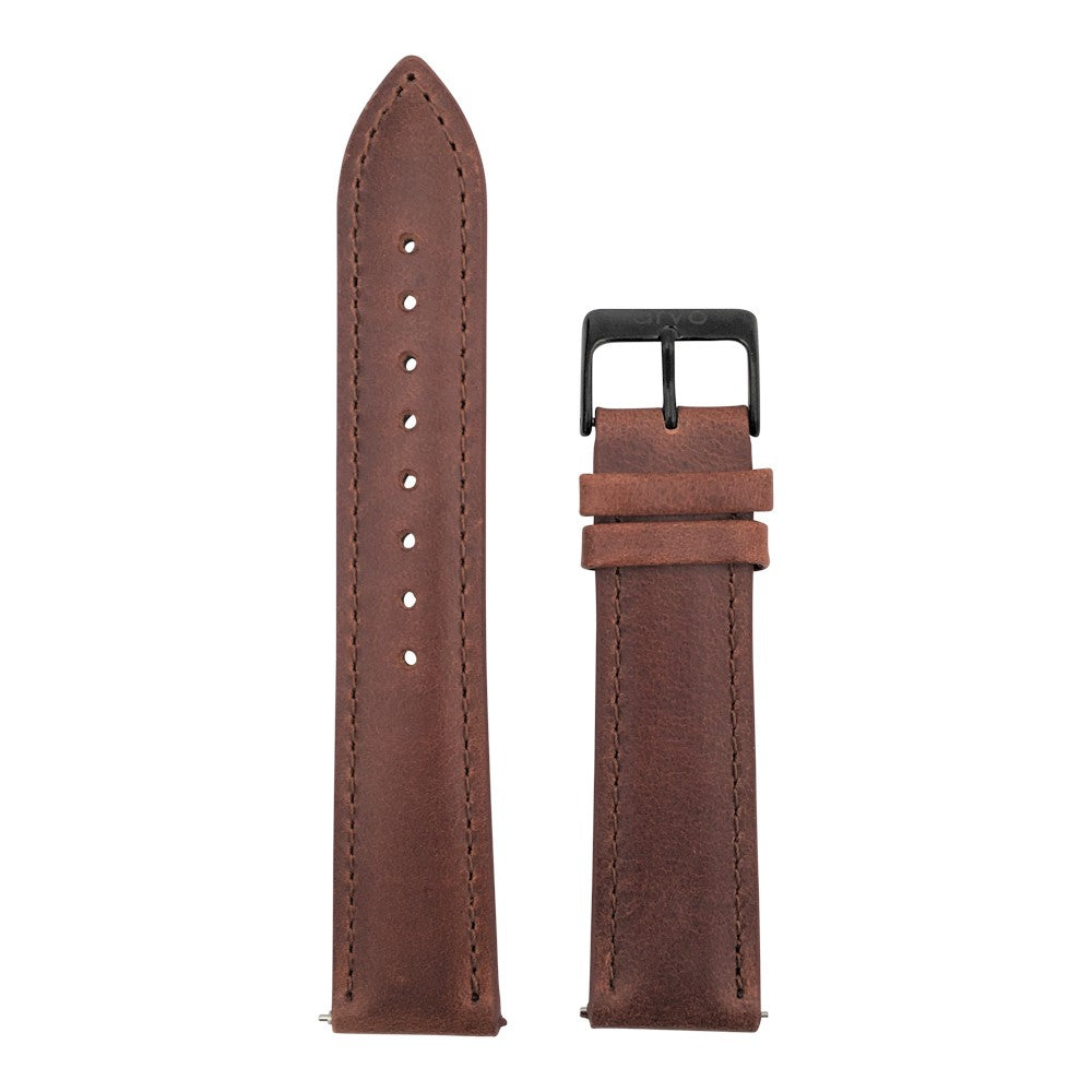 Arvo Brown Stitched Leather band or strap with black buckle