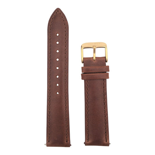 Arvo Brown Stitched Leather band or strap with gold buckle