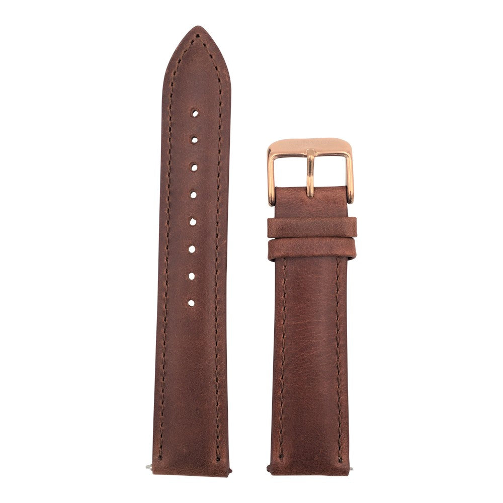 Arvo Brown Stitched Leather band or strap with rose gold buckle