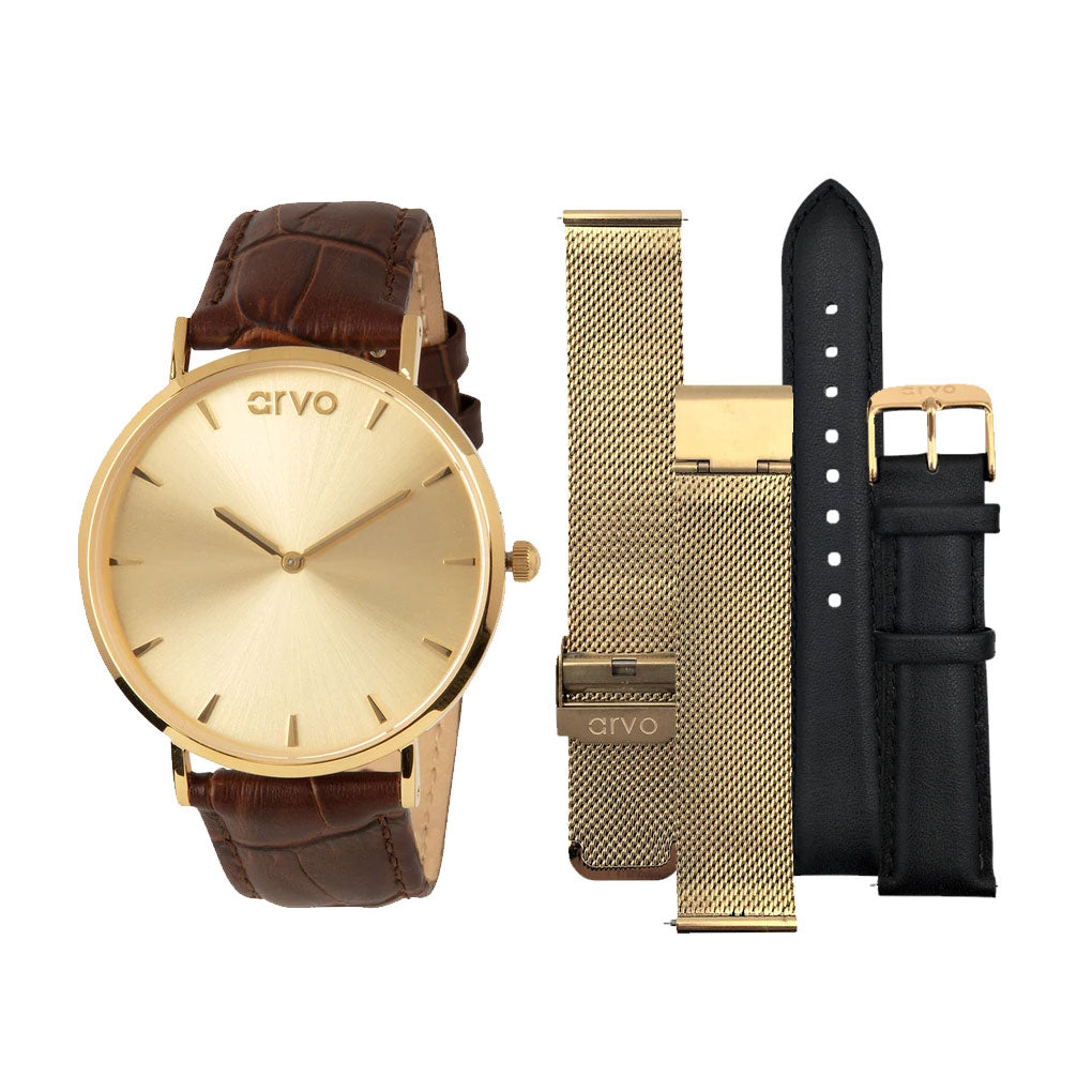 Arvo Leonarvo Gold Watch Gift Set for men