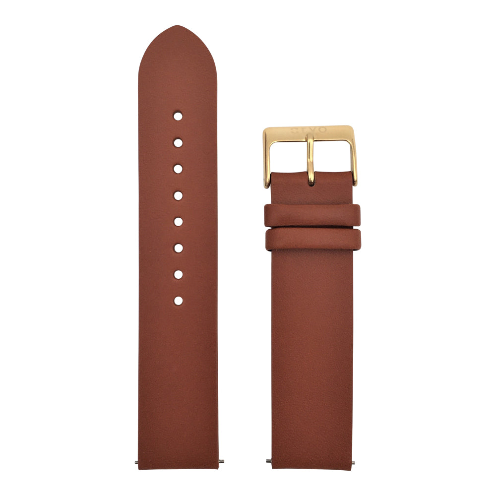 Arvo Mahogany Genuine Leather Watch Band with Gold buckle