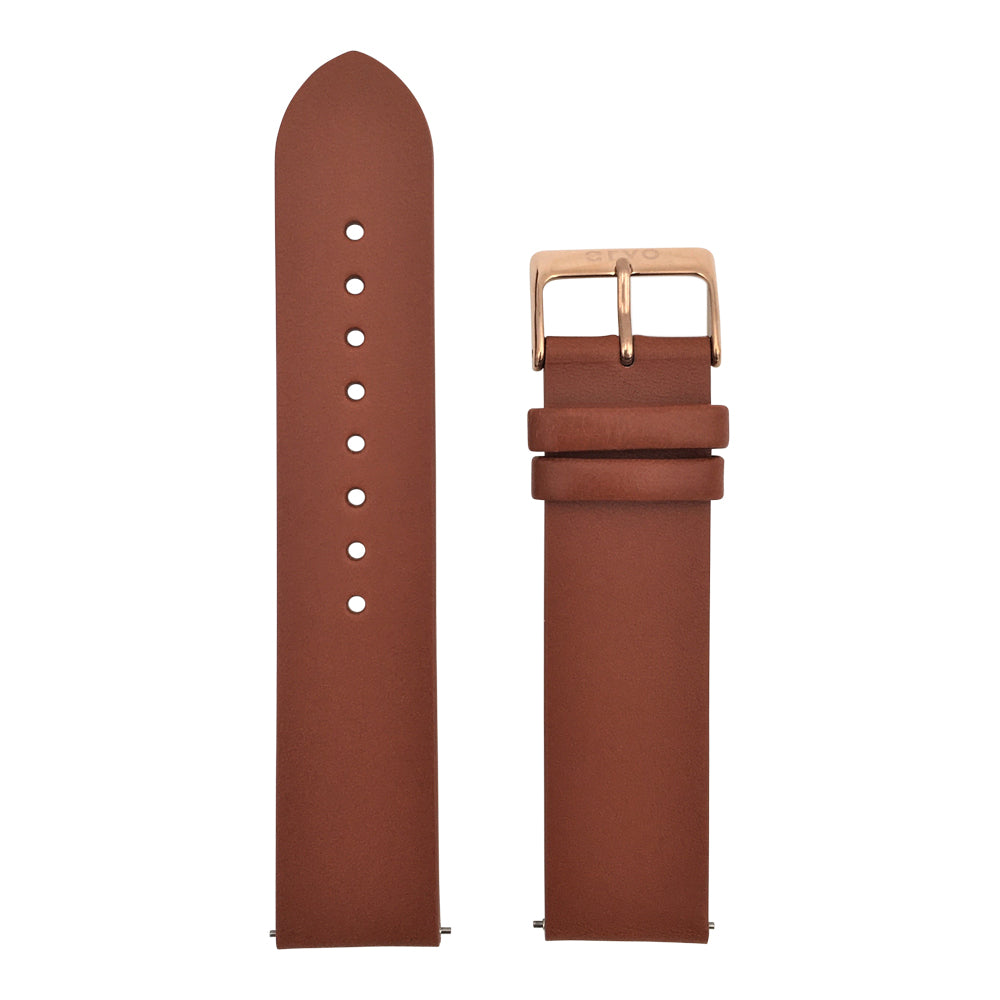 Arvo Mahogany Genuine Leather Watch Band with Rose Gold  buckle